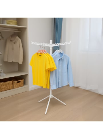 relaxdays Bügelwäscheständer in Weiß/Silber -  (H)143 x Ø 56 cm