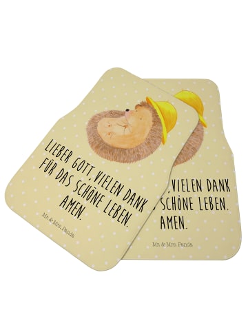 Mr. & Mrs. Panda Auto Fußmatte Igel Beten mit Spruch in Gelb Pastell