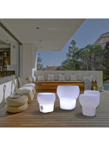 Licht-Trend LED-Solar-Sitzleuchte Calvin in Totenkopf-Design in Weiß