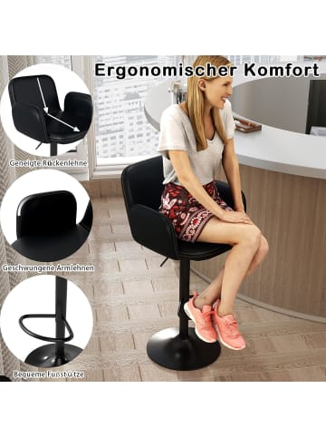 COSTWAY Barhocker 2er Set drehbar in Schwarz