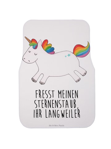 Mr. & Mrs. Panda Auto-Fußmatte Einhorn Happy mit Spruch in Weiß