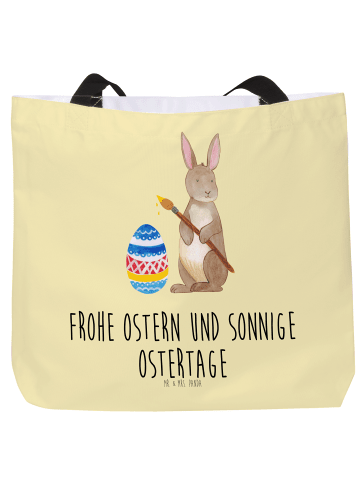 Mr. & Mrs. Panda Tote Bag Hase Eier Malen mit Spruch in Gelb Pastell
