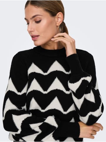 JACQUELINE de YONG Strickpullover Rundhals gerippte Ärmelbündchen in Schwarz