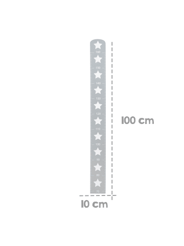 roba Messlatte Little Stars – Holz grau mit Sternmotiv