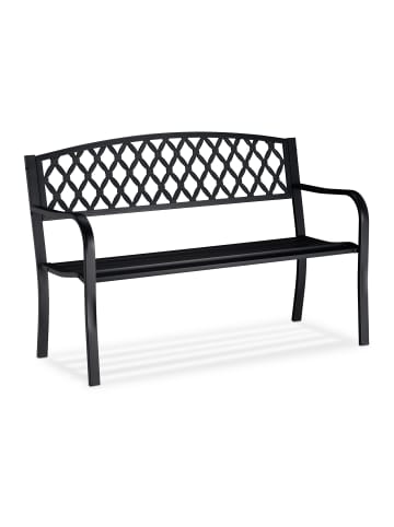 relaxdays Gartenbank in Schwarz - (B)127,5 x (H)86,5 x (T)58,5 cm