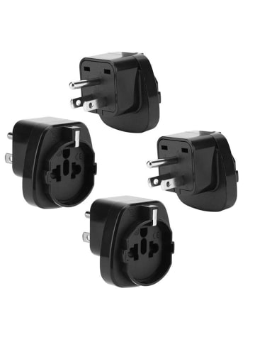 Intirilife 4x Steckdosen Adapter - Typ B auf EU in SCHWARZ