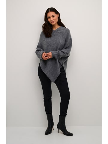 Cream Poncho CRHoliday Loose fit in Asphalt Melange