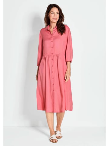 GOLDNER Kurzgröße:  Luftiges Hemdkleid mit Knopfleiste, Midi in koralle