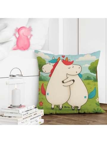Mr. & Mrs. Panda Zierkissen Einhorn Mitteilung Design ohne Spruch in Weiß
