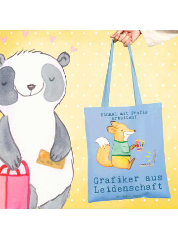 Mr. & Mrs. Panda Tote Bag Grafiker Leidenschaft mit Spruch in Sky Blue