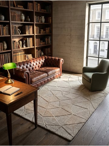 KADIMA DESIGN Teppich Wolle Handgetuftet DEBEN Geometrisch Wohnzimmer Modern in Natur
