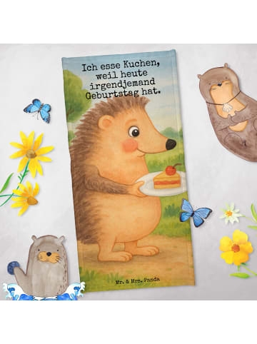Mr. & Mrs. Panda Strandtuch Igel Kuchenstück Design mit Spruch in Weiß