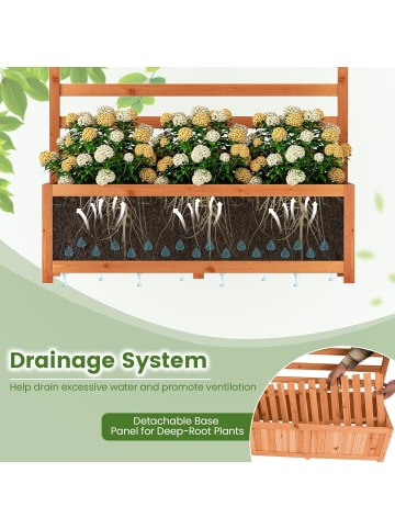 COSTWAY Blumenkasten mit Rankgitter 90x35x150cm in Orange