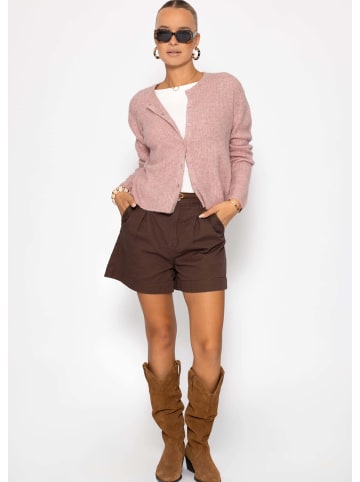 SASSYCLASSY Cardigan mit Rippstruktur in Altrosa