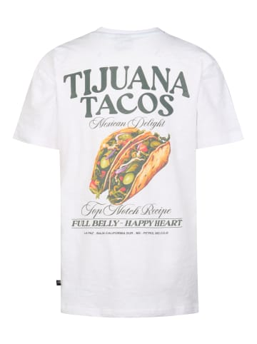 Petrol Industries T-Shirt mit grafischem Rückenprint Taco in Weiß