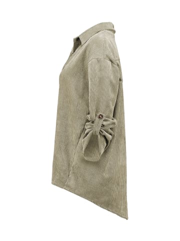 Hailys Legere Cord Blusen Hemd mit Knopfleiste Aufgerollte Ärmel in Beige