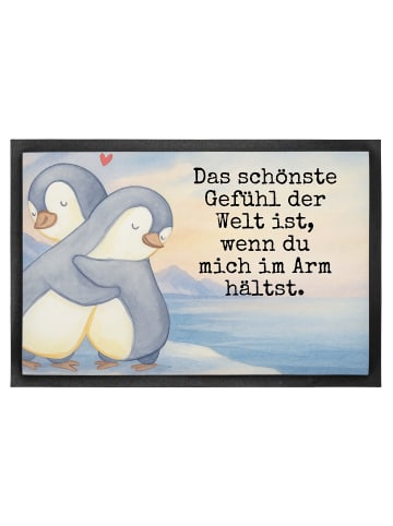 Mr. & Mrs. Panda Fußmatte Pinguine Kuscheln Design mit Spruch in Weiß
