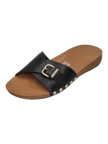 fitflop Pantoletten iQUSHION ADJUSTABLE BUCKLE LEATHER SLIDERS in schwarz