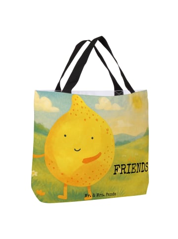 Mr. & Mrs. Panda Shopper Beste Freunde Zitrone Design mit Spruch in Weiß