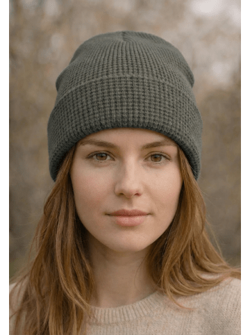 Yuhu Unisex Beanie Baumwolle Waffelstrick Wintermütze in Grau