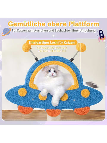 COSTWAY Kratzbaum Klein UFO-förmig in Blau