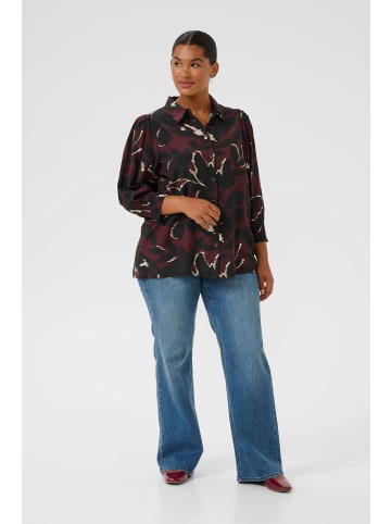 KAFFE curve Langarm - Hemd KCmilana Regular fit in Windsor Wine/Black Flower