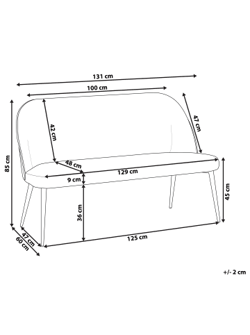 Beliani 2-Sitzer Sofa OSBY in Braun/Schwarz - (W) 130 x (H) 85 x (L) 60 cm