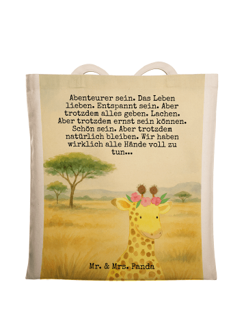 Mr. & Mrs. Panda Tragetasche Giraffe Blumenkranz Design mit Spruch in Weiß