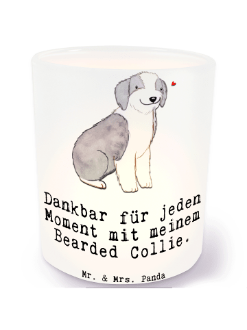 Mr. & Mrs. Panda Kerzenhalter Bearded Collie Moment mit Spruch in Transparent