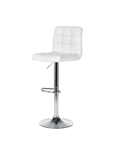 home24 Barhocker Fitzgerald in Weiß / Chrom