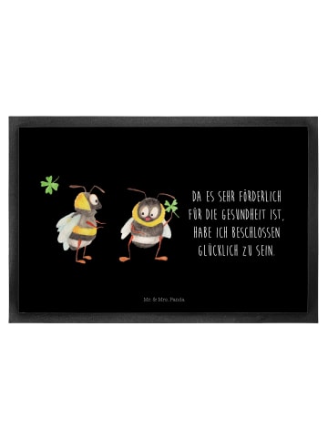 Mr. & Mrs. Panda Fußmatte Hummeln Kleeblatt mit Spruch in Schwarz