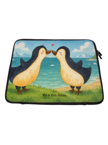 Mr. & Mrs. Panda Laptop Tasche Pinguine Kuss Design ohne Spruch in Weiß