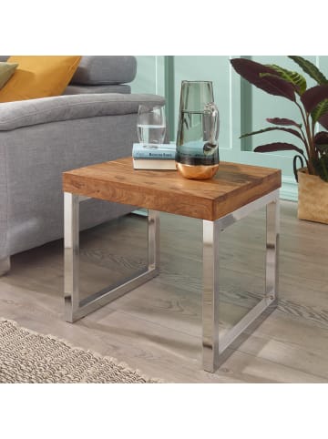FineBuy Beistelltisch in Braun / Sheesham / 45x45x40