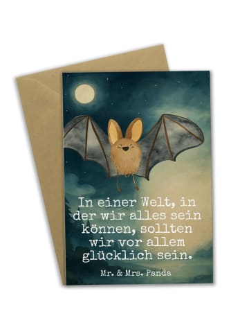 Mr. & Mrs. Panda Klappkarte Fledermaus Flügel Design mit Spruch in Weiß