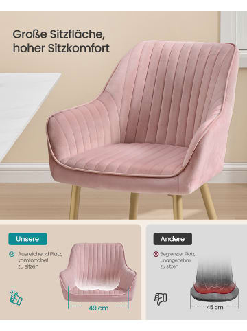 SONGMICS 4er-Set: Esszimmerstuhl in Pastellrosa - (B)62.5 x (H)85 x (T)60 cm