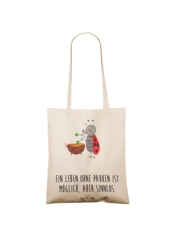 Mr. & Mrs. Panda Tasche Pauken Leben mit Spruch in Creme