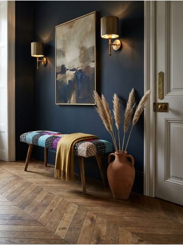 KADIMA DESIGN Sitzbank Samt / Massivholz Bank 117x51x38 cm Bettbank Patchwork,