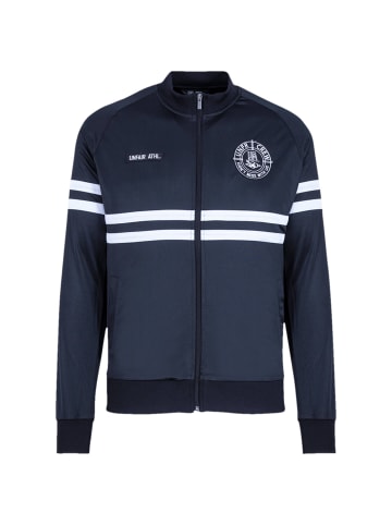 UNFAIR ATHLETICS Sweatjacke DMWU Tracktop in dunkelblau / weiß