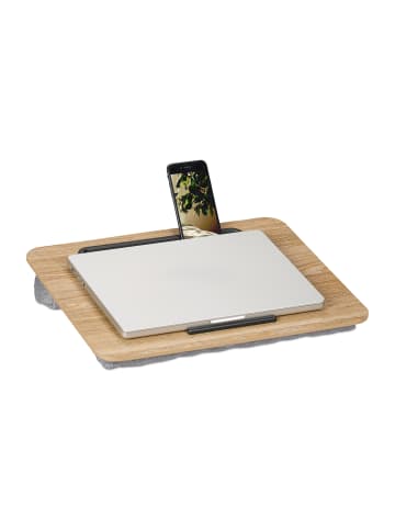 relaxdays Laptopkissen in Natur/ Grau - (B)42 x (H)6 x (T)32 cm