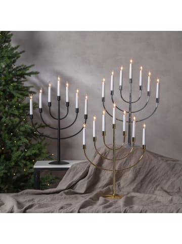 STAR Trading Siebenarmiger LED-Kerzenleuchter ,Titus, Metall, schwarz