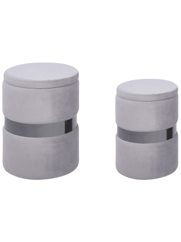 Beliani 2er-Set Pouf DORIS in Grau/Silber