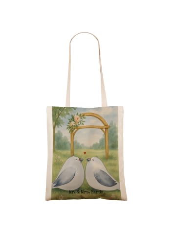 Mr. & Mrs. Panda Tasche Tauben Liebe Design ohne Spruch in Weiß