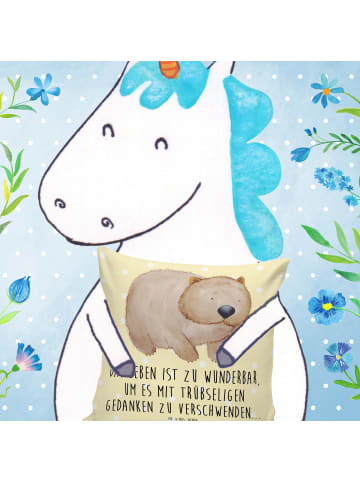 Mr. & Mrs. Panda Dekokissen Wombat mit Spruch in Gelb Pastell