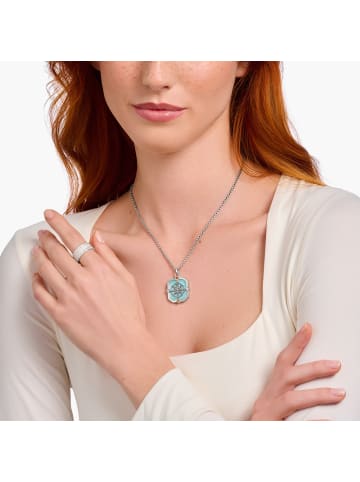 Thomas Sabo Kettenanhänger Wheel Of Karma Türkis Mit Bunten Steinen in silber, türkis, rot
