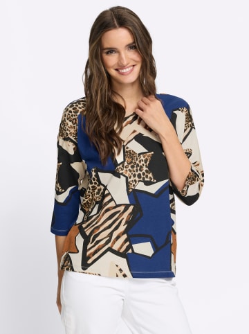 Sieh an! Druck-Shirt in royalblau-champagner-bedruckt