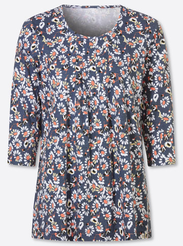 Sieh an! Longshirt in rauchblau-papaya-bedruckt