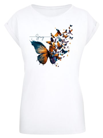 F4NT4STIC Extended Shoulder T-Shirt Schmetterling Frühling in weiß