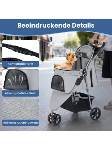 COSTWAY Hundewagen klappbar bis 15 kg in Grau