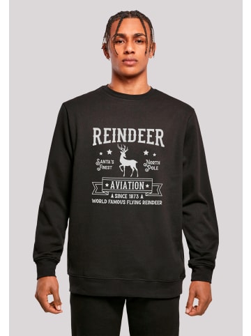 F4NT4STIC Sweatshirt Reindeer Aviation Retro Weihnachten Sign in schwarz
