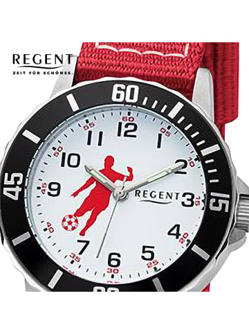 Regent Armbanduhr Regent Lederarmband rot, weiß extra groß (ca. 32mm)
